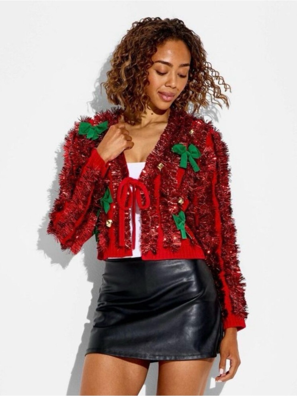 33 Degrees - Women's Tinsel Festive Graphic Cardigan